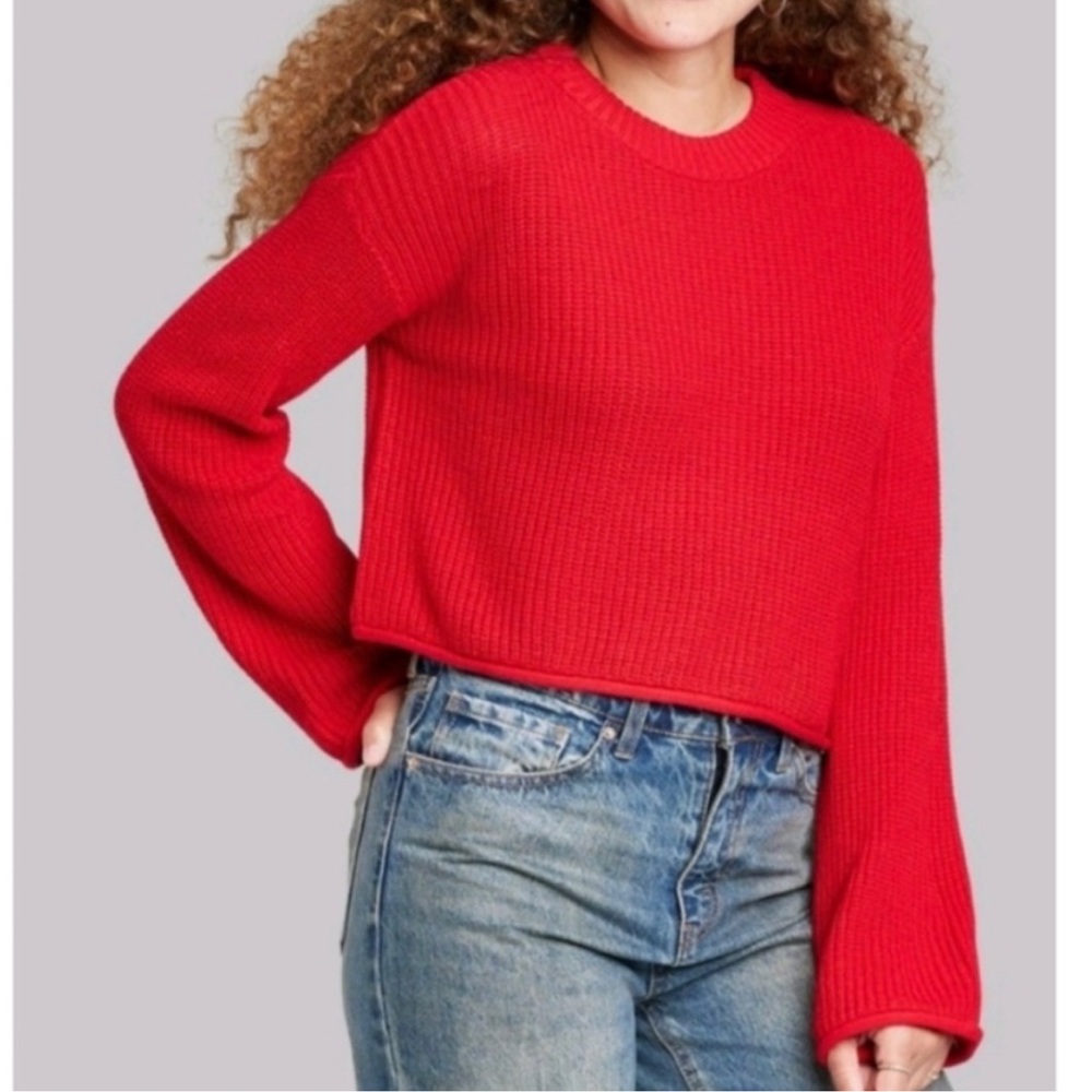 Wild Fable Red Boxy Crewneck Pullover Sweater Size Large